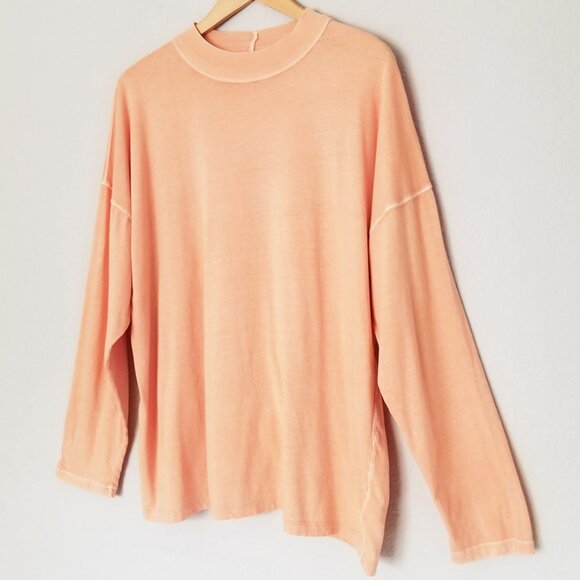 Free People We The Free Be Free Longline Tunic Top M 100% Cotton Orange Sorbet - Picture 4 of 14